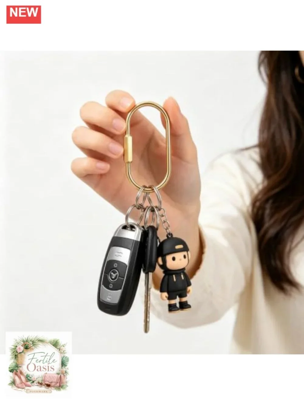Solid Brass Screw Lock Keychain Carabiner Clip for Keys Bag Charm